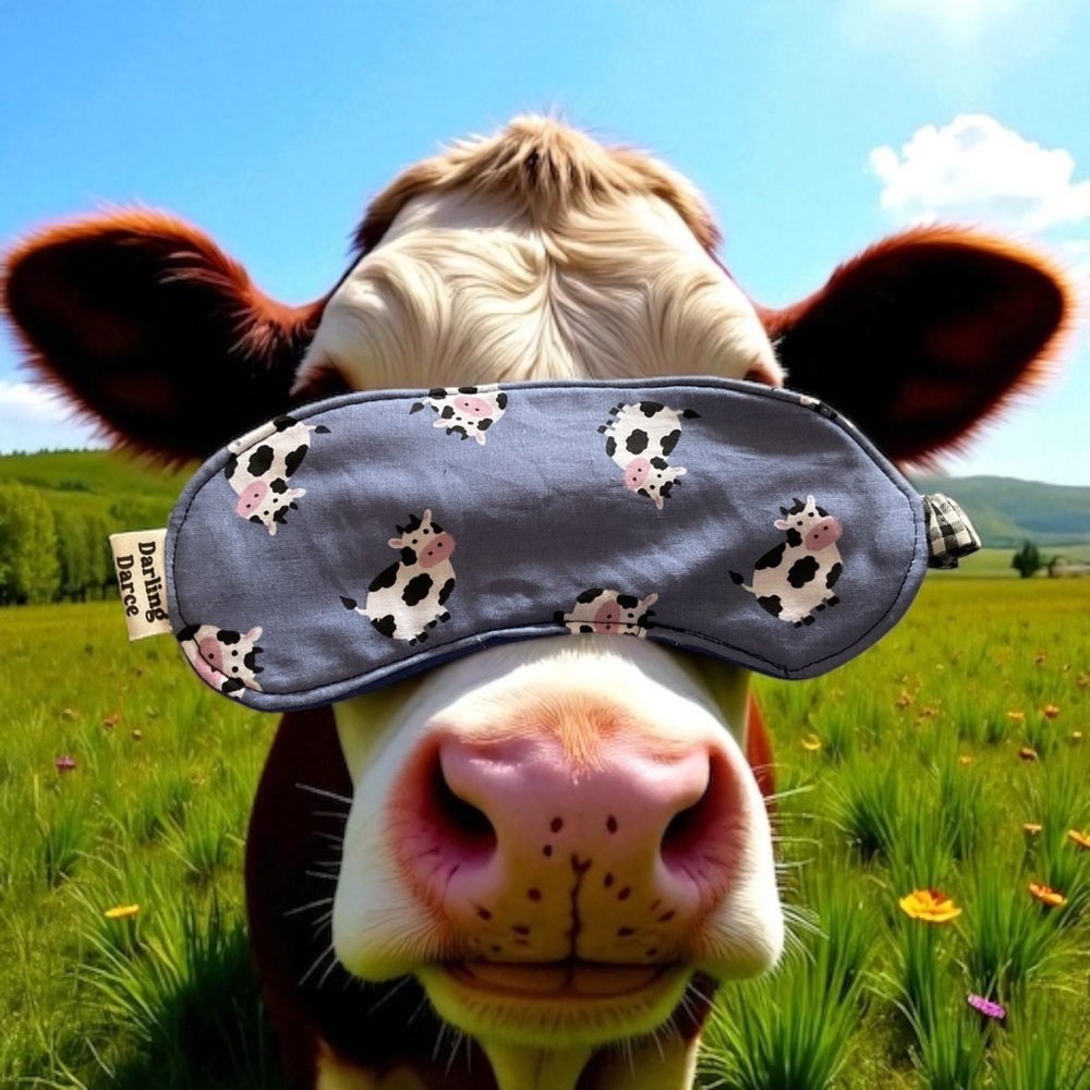 Kids Blue Cow Pattern Sleep Mask
